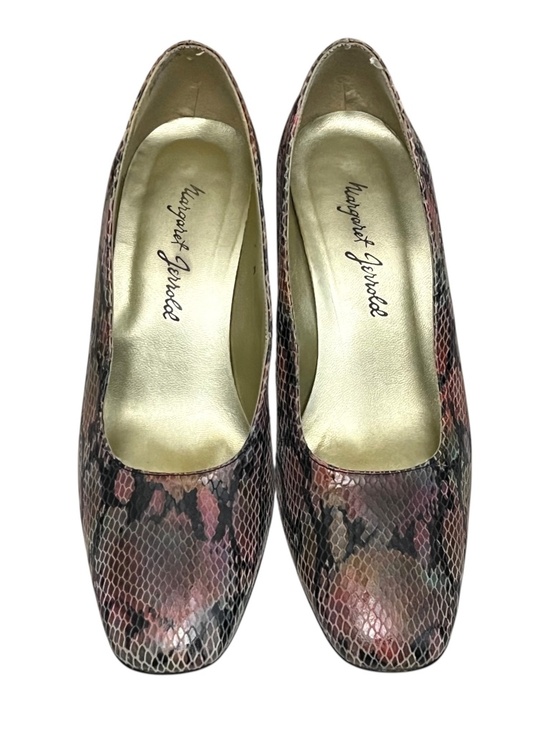 Margaret Jerrold Snakeskin Heels Size 7 N | eBay Margaret Jerrold Snakeskin Print Heels 7M Multicolor Block Heel Pumps Leather